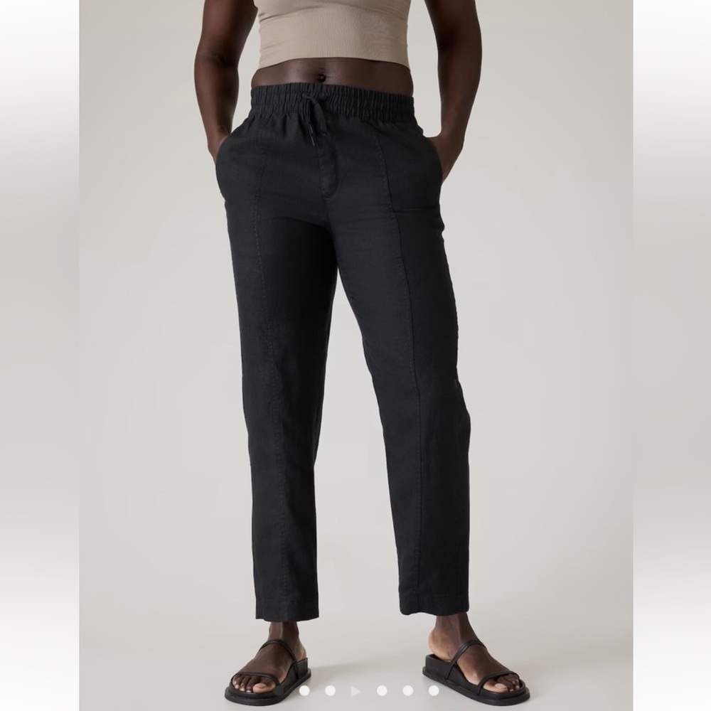 Athleta Black Cropped Ankle Pants with Drawstring Waist